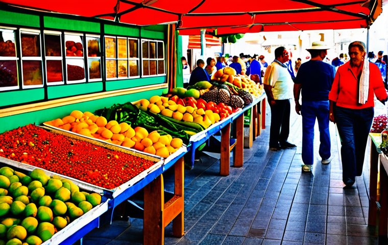 Andalusian Market Scene**

"A bustling Andalusian marketplace, Mercado de Atarazanas in Malaga, vibrant colors, fresh fruits and vegetables, farmers selling their produce, people browsing, fully clothed, appropriate attire, safe for work, perfect anatomy, natural proportions, professional photography, high quality. Emphasis on the variety of regional products."

**